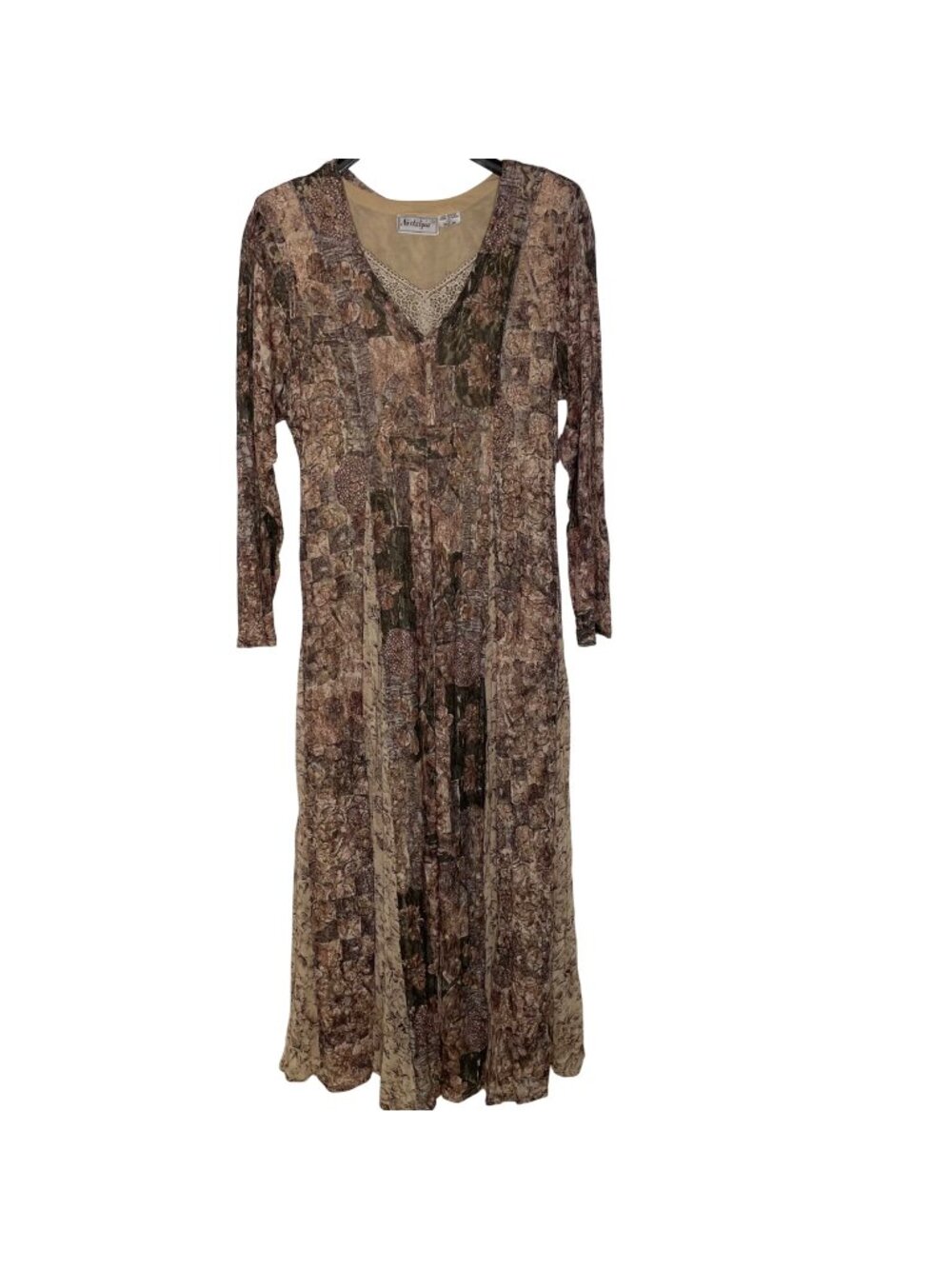 Nostalgia VTG Y2K Lace Maxi Dress LG Forest Fairy Earthy Mythical Woodland Pixie